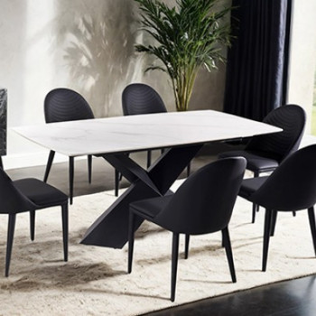 FM3700BK-T-TABLE-7PC 7PC SETS Lenvik Dining Table + 6 Side Chairs