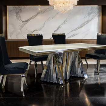 FM33001SV-5PC 5PC SETS Basilicata Dining Table + 4 Chairs