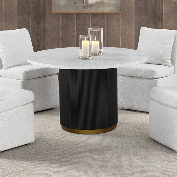 FM3431WH-RT-TABLE Varde Round Dining Marble Table