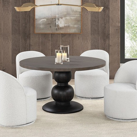 FM3430ES-RT-TABLE-5PC 5PC SETS Essen Round Dining Table + 4 Swivel Chairs
