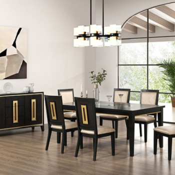 FM3401ES-T-7PC 7PC SETS Kenyada Dining Table + 6 Side Chairs