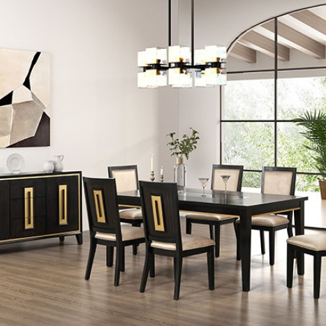 FM3401ES-T-7PC 7PC SETS Kenyada Dining Table + 6 Side Chairs