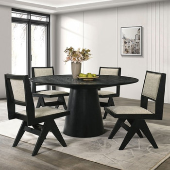 FM3222BK-RT-59-TABLE-5PC 5PC SETS Tottenham 59" Round Dining Table + 4 Side Chairs