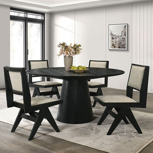 FM3222BK-RT-59-TABLE-5PC 5PC SETS Tottenham 59" Round Dining Table + 4 Side Chairs