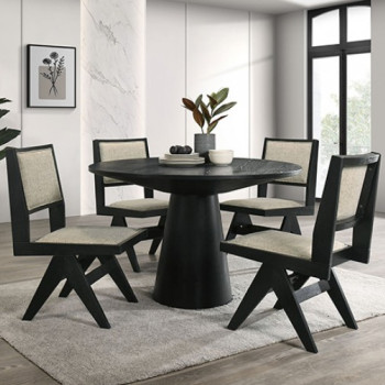 FM3222BK-RT-48-TABLE-5PC 5PC SETS Tottenham 48" Round Dining Table + 4 Side Chairs