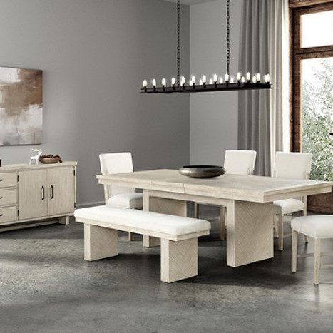 FM3410NT-T-TABLE-6PC 6PC SETS Hagerman Dining Table + 4 Side Chairs + Bench