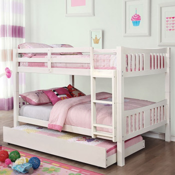 CM-BK929F-WH-BED-VN Cameron Full/Full Bunk Bed, White