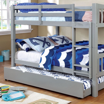 CM-BK929F-GY-BED Cameron Full/Full Bunk Bed, Gray