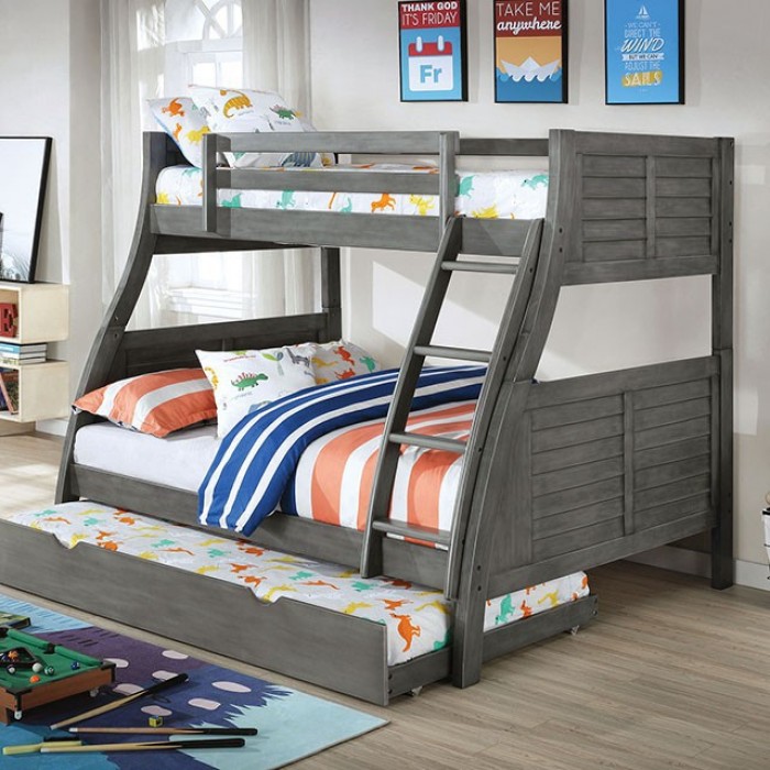 CM-BK963GY-BED-TR Hoople Twin/Full Bunk Bed + Trundle