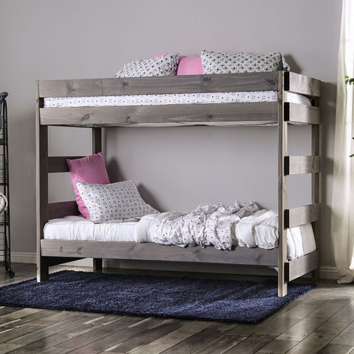 AM-BK100GY-BED-SLAT Arlette Twin/Twin Bunk Bed