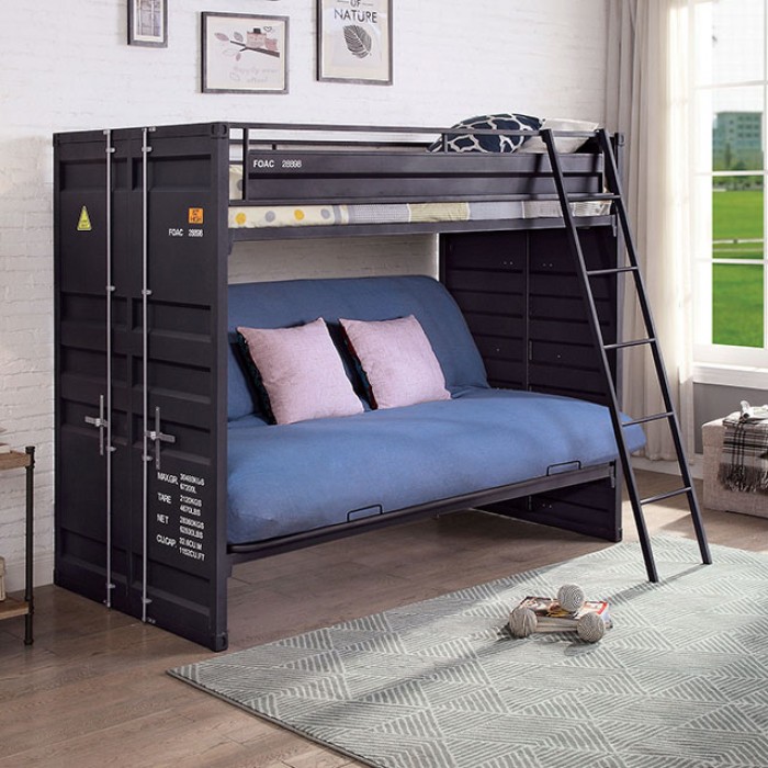 FOA-BK652BK-BED Lafray Twin Bunk w/ Futon Base