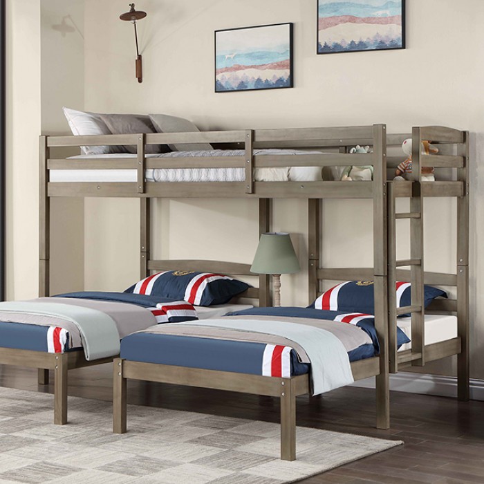 FOA-BK659GY-BED Hortense Triple Twin Bed