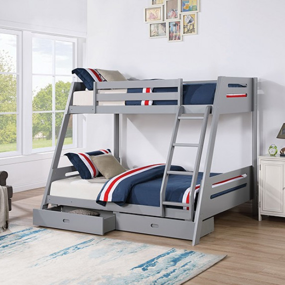 FM-BK003GY-BED Emilee Twin/Full Bunk Bed