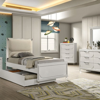 FM72081WH-T-TR-4PC 4PC SETS Lareina Twin Bed Trundle