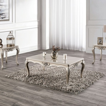 FM45001WH-3PC 3PC SETS Rochester Coffee Table + 2 End Table