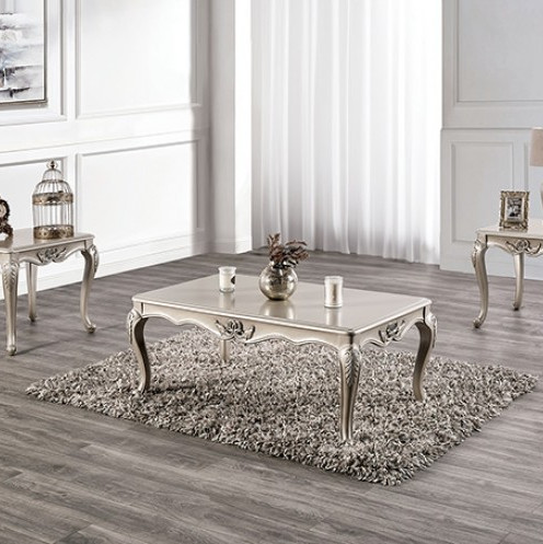 FM45001WH-3PC 3PC SETS Rochester Coffee Table + 2 End Table