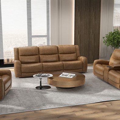 CM9989BR-SF-M-2PC 2PC SETS Leolinus Manual Recliner Sofa + Loveseat w/ Console