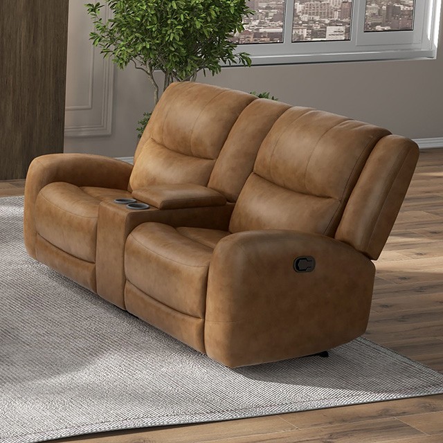 CM9989BR-LV-M Leolinus Manual Recliner Loveseat w/ Console