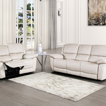FM69003WH-SF-M-2PC 2PC SETS Glarus Sofa Manual Recliner + Loveseat
