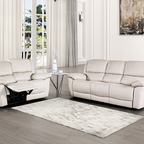 FM69003WH-SF-M-2PC 2PC SETS Glarus Sofa Manual Recliner + Loveseat