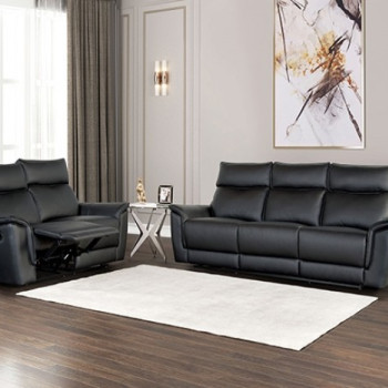 FM69002BK-SF-M-2PC 2PC SETS Bienne Sofa Manual Recliner + Loveseat