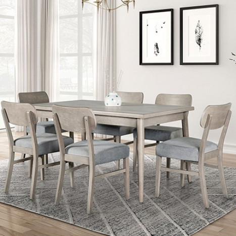 FM3201GY-T-7PC 7PC SETS Keynes Dining Table + 6  Side Chairs