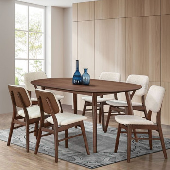 FM3214WN-T-7PC 7PC SETS Uzwil Dining Table + 6 Side Chairs