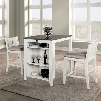 FM3423WH-PT-3PK Lescles 3 Pc Counter Ht Set (1 Table + 2 Chairs)