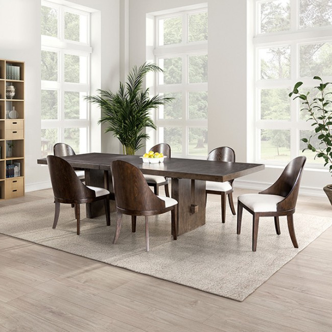 FM3420BR-T-TABLE-7PC 7PC SETS Morden Dining Table + 6 Side Chairs