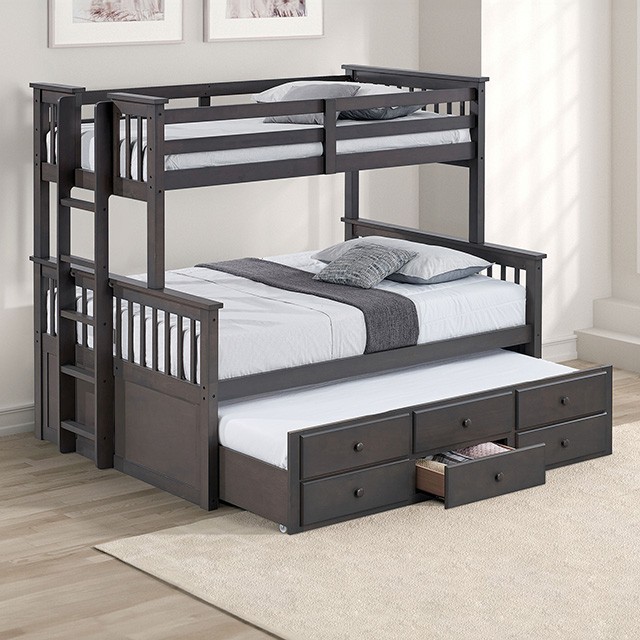 FM-BK458F-GY-BED University Twin/Full Bunk Bed