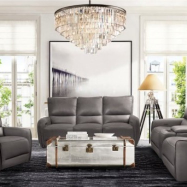 CM9921GY-2PC 2PC SETS PHINEAS POWER SOFA + LOVESEAT