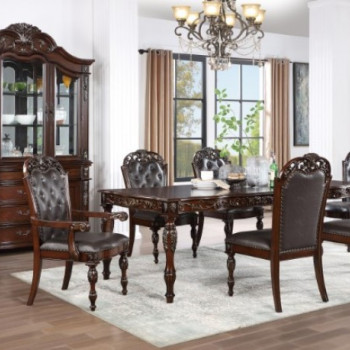 CM3256CH-T-7PC 7PC SETS NOUVELLE DINING TABLE + 2 ARM CHAIRS + 4 SIDE CHAIRS