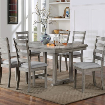 CM3542GY-T-7PC 7PC SETS LAQUILA DINING TABLE + 6 SIDE CHAIRS