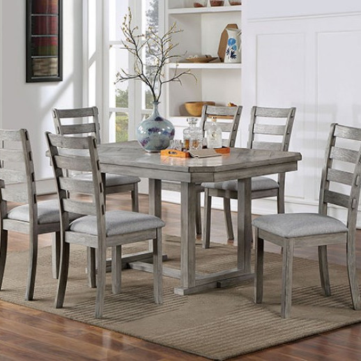 CM3542GY-T-7PC 7PC SETS LAQUILA DINING TABLE + 6 SIDE CHAIRS