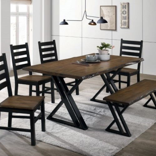 CM3257A-T-6PC 6PC SETS BARBARY DINING TABLE + 4 SIDE CHAIRS + BENCH