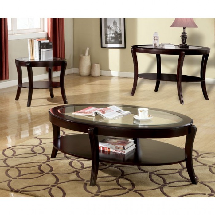 CM4488-3PK 3PC SETS FINLEY Coffee Table + Semi-Oval Table + End Table