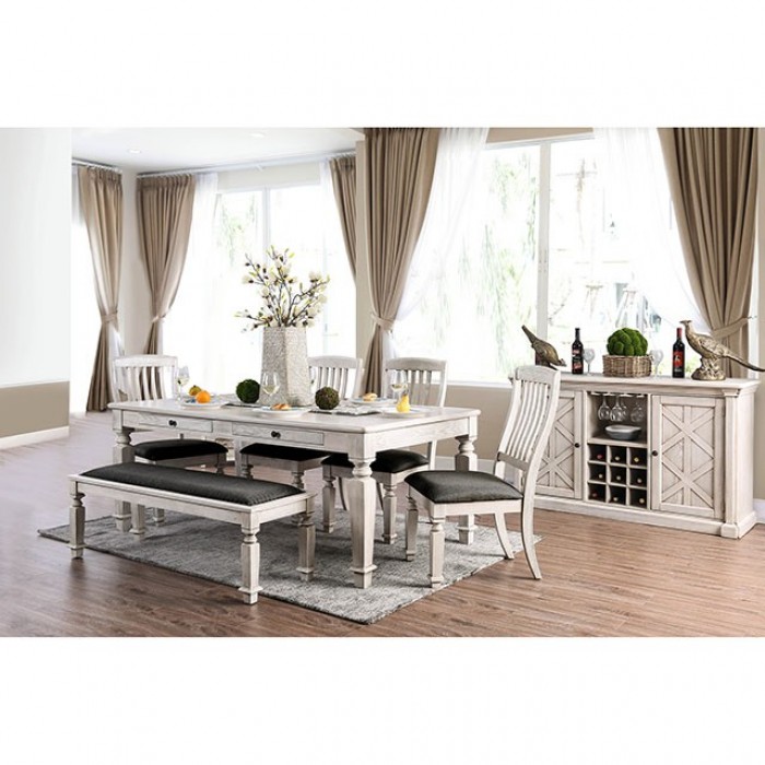 CM3089T-6PC 6PC SETS GEORGIA DINING TABLE + 4 SIDE CHAIRS + BENCH