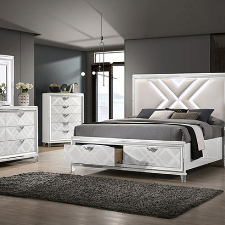 FOA7147WH-Q-5PC 5PC SETS EMMELINE Queen BED