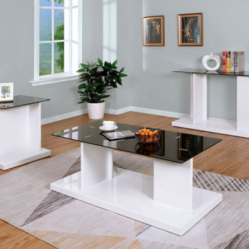 CM4567WH-3PC 3PC SETS MANNEDORF Coffee Table + End Table + Sofa Table