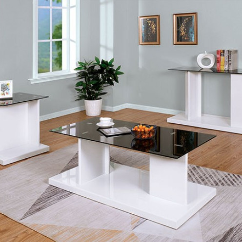 CM4567WH-3PC 3PC SETS MANNEDORF Coffee Table + End Table + Sofa Table
