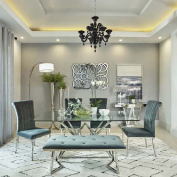 109451-S5 Beaufort 5-Piece Dining Set Dark Grey And Chrome