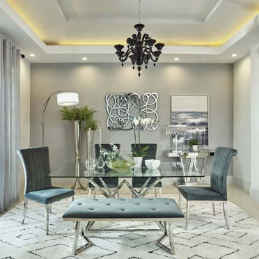 109451-S5 Beaufort 5-Piece Dining Set Dark Grey And Chrome