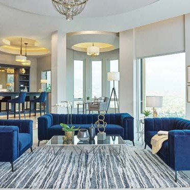 509211-S2 Chalet 2-Piece Tuxedo Arm Living Room Set Blue