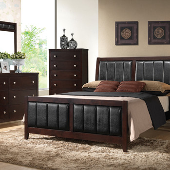 202091T-S4 Carlton 4-Piece Twin Upholstered Bedroom Set Cappuccino And Black
