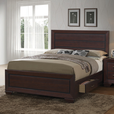 204390KE Kauffman Eastern King Storage Bed Dark Cocoa