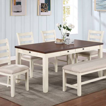 F2520-6PC1 6PC SETS Dining Table + 4 Chairs + Bench