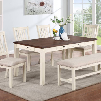 F2520-6PC 6PC SETS Dining Table + 4 Chairs + Bench