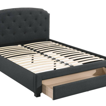 F9509F FULL BED W/DRAWER-CHARCOAL BURPLAP