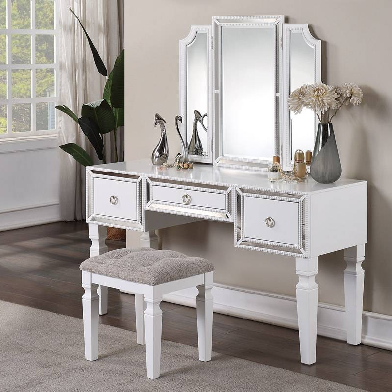 F4221 VANITY SET W/ STOOL /WHITE