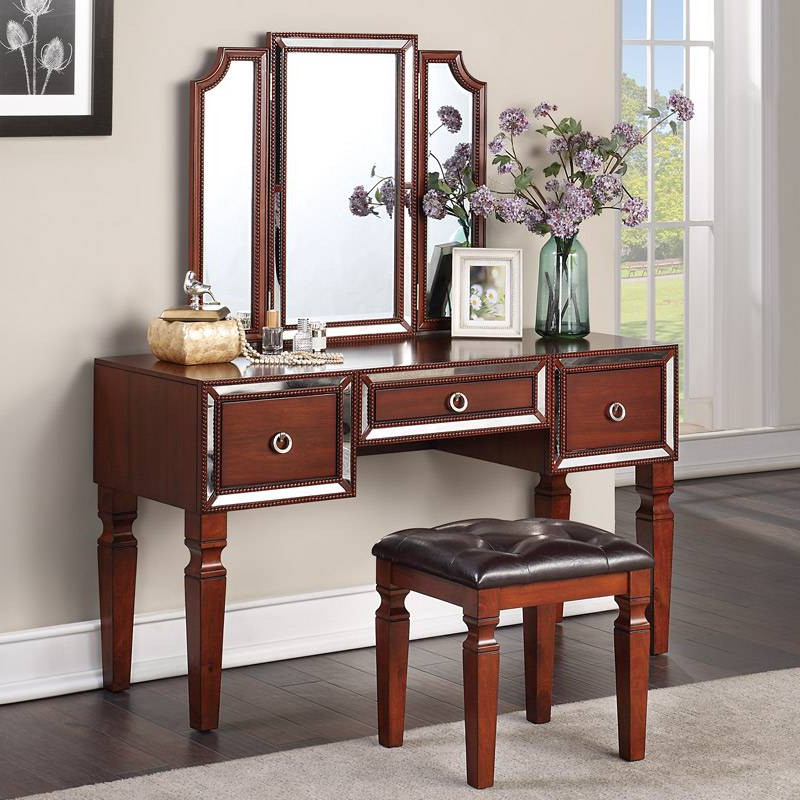 F4220 VANITY SET W/ STOOL /CHERRY